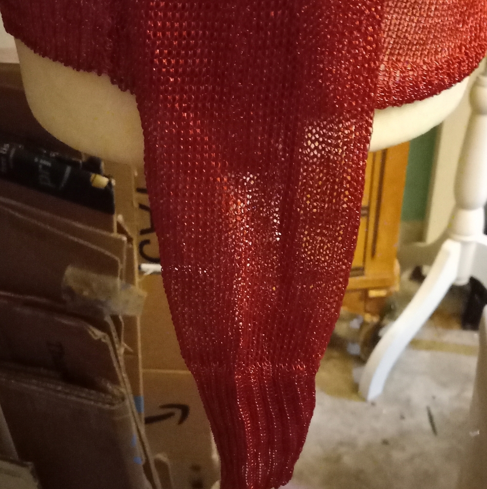 New,tag,red sheer glitter mesh metallic turtleneck l/s sweater top size medium. - Picture 7 of 14